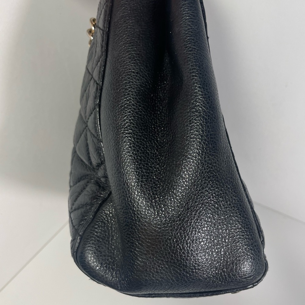 Kate Spade Black Quilted Leather Satchel Gold Chain Strap Multiple Compartments - Picture 7 of 16